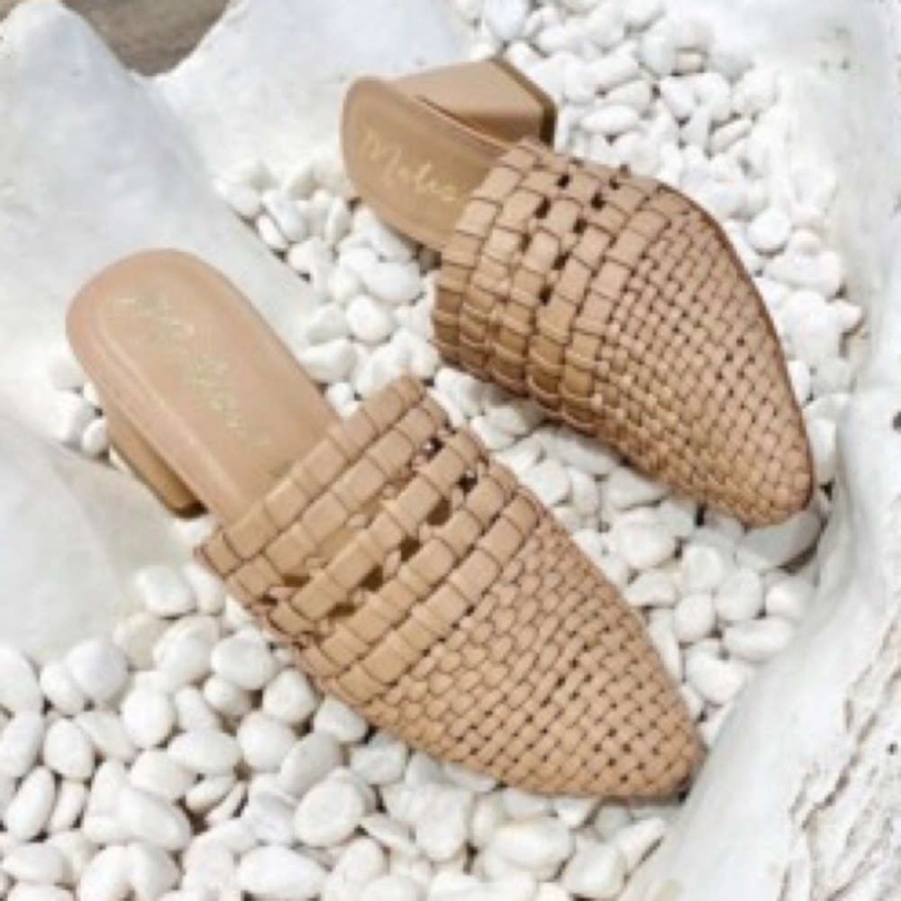 Matisse Tan Woven Pointed-Toe Mule